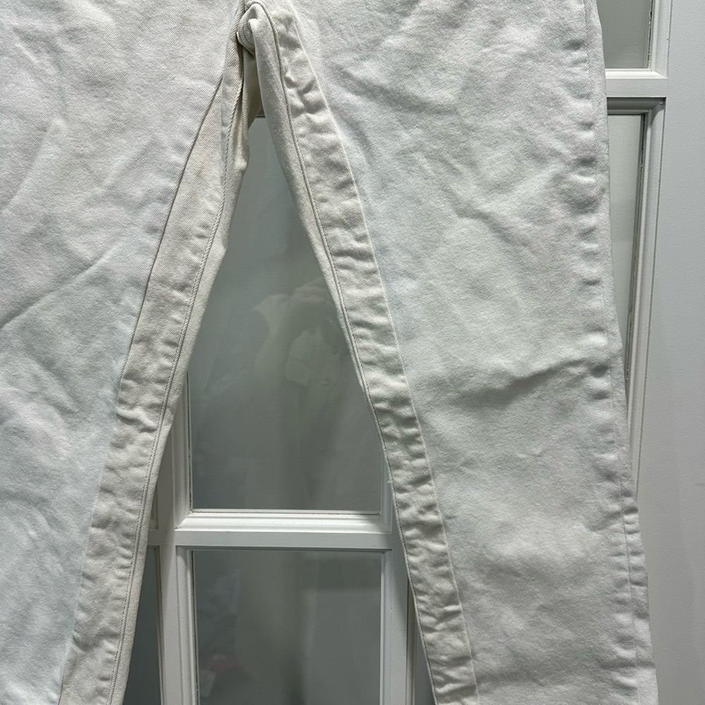 Frame Le High High-Rise Straight-Leg Jeans - Dual Color Cream/White - Size 27 - Picture 5 of 11